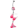 Sexy cheap wholesale pink crystal bra underwear shape 316L stainless steel chain dangle belly ring navel piercing body jewelry