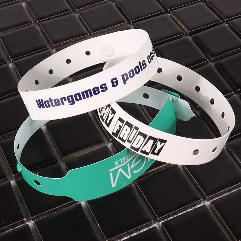 Colorful One Time Use Festival Pvc Vinyl Wristband With Plastic Snap