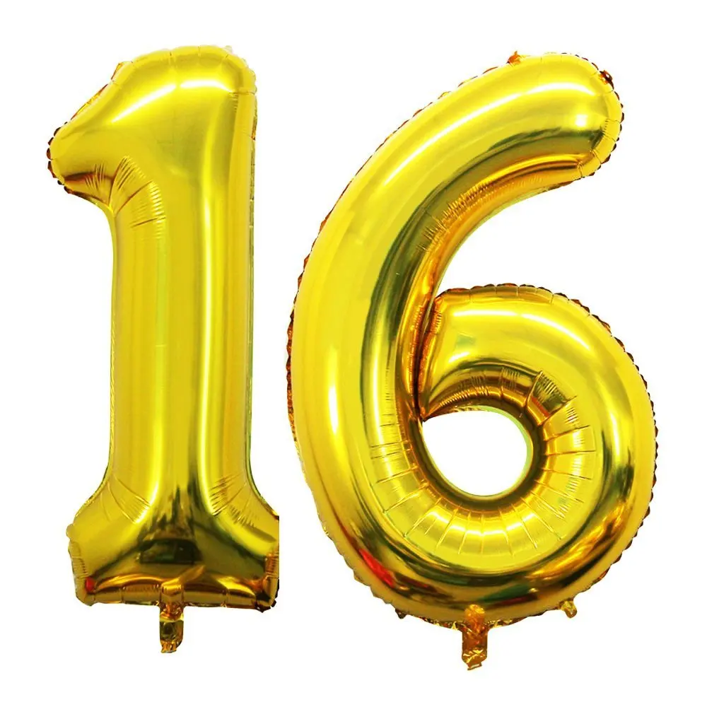 Buy Goer 42 Inch Gold 16 Number Balloons For 16th Birthday Party