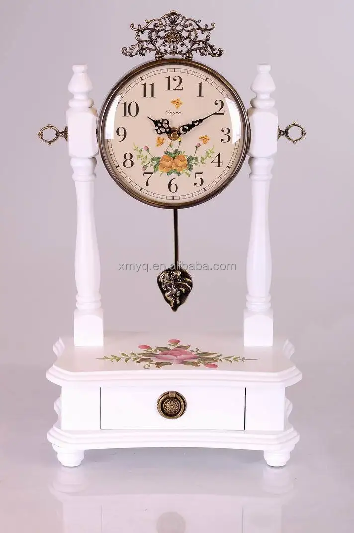 Antique Brown Wooden Desktop Pendulum Clock For Home Decor Buy