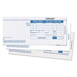 Credit Card Sales Slip, 7 7/8 X 3-1/4, Three-Part Carbonless, 100 Forms