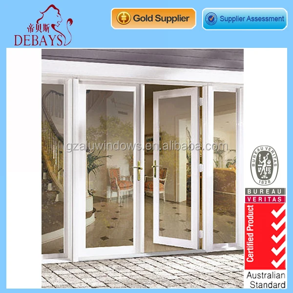 Aluminium glass double side hung hinged entry french doors