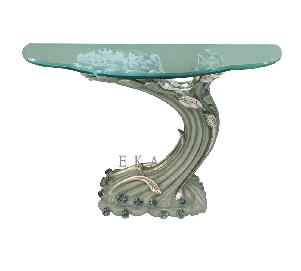 Half Moon Hand Carved Glass Top Luxury Console Table Buy Luxury Console Table,Glass Top