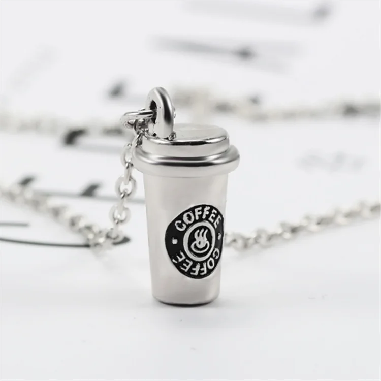 Jewelry Fashion Threedimensional Mini Coffee Cup Pendant Necklace