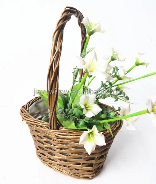 100handmade White Wicker Cup Shape Flower Plant Basket Wicker Baskets
