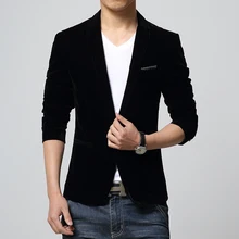 Mens slim fit blazer velvet male jacket 2014 spring and autumn red navy black blue notch lapel casual coat Free shipping