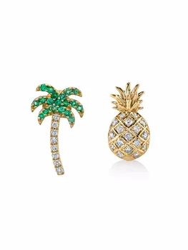 14k Gold Plated Jewelry Palm Tree Pinele Shaped Studs Earrings 14k Gold Plated Jewelry Palm Tree Pinele Shaped Studs Earrings