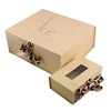 foldable rigid paper flat apparel suit packaging box folding collapsible flap with magnets and ribbon