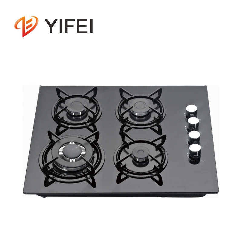 Glass top 4 burners kitchen cooking cheap price gas hob for home