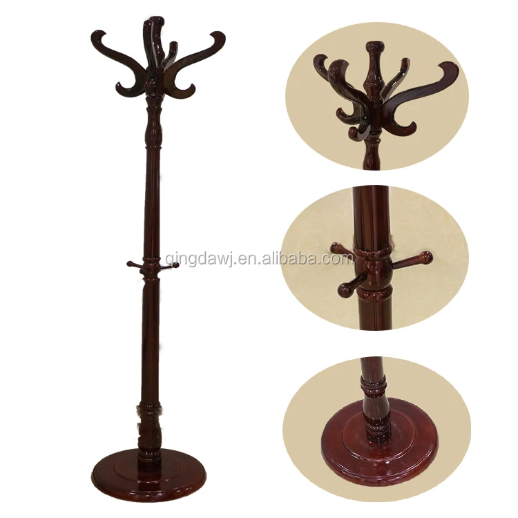 Living Rooms Western Furniture Standing Antique Wooden Coat Rack For