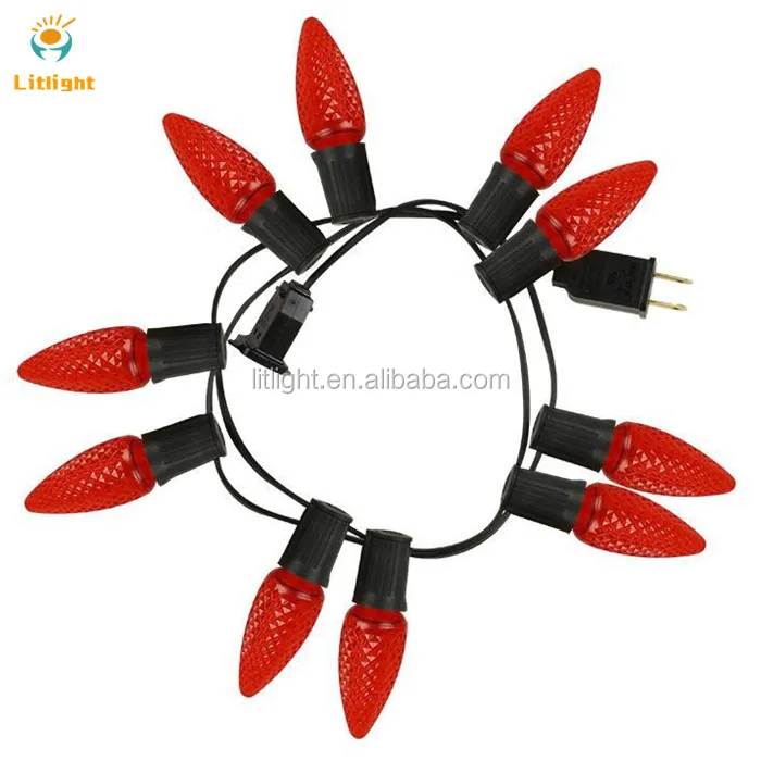 C9 Multicolor 120v 2mteters Led Christmas Lights,E17 13 Leds Strawberry