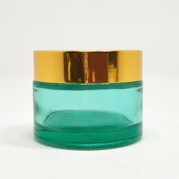 Download 50g Frosted Green Glass Cosmetic Jars Face Cream Empty Jar With Gold Lid - Buy Glass Jar 50ml ...