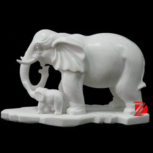 White Marble Mother And Baby Elephant Statue For White Marble Mother And Baby Elephant Statue For