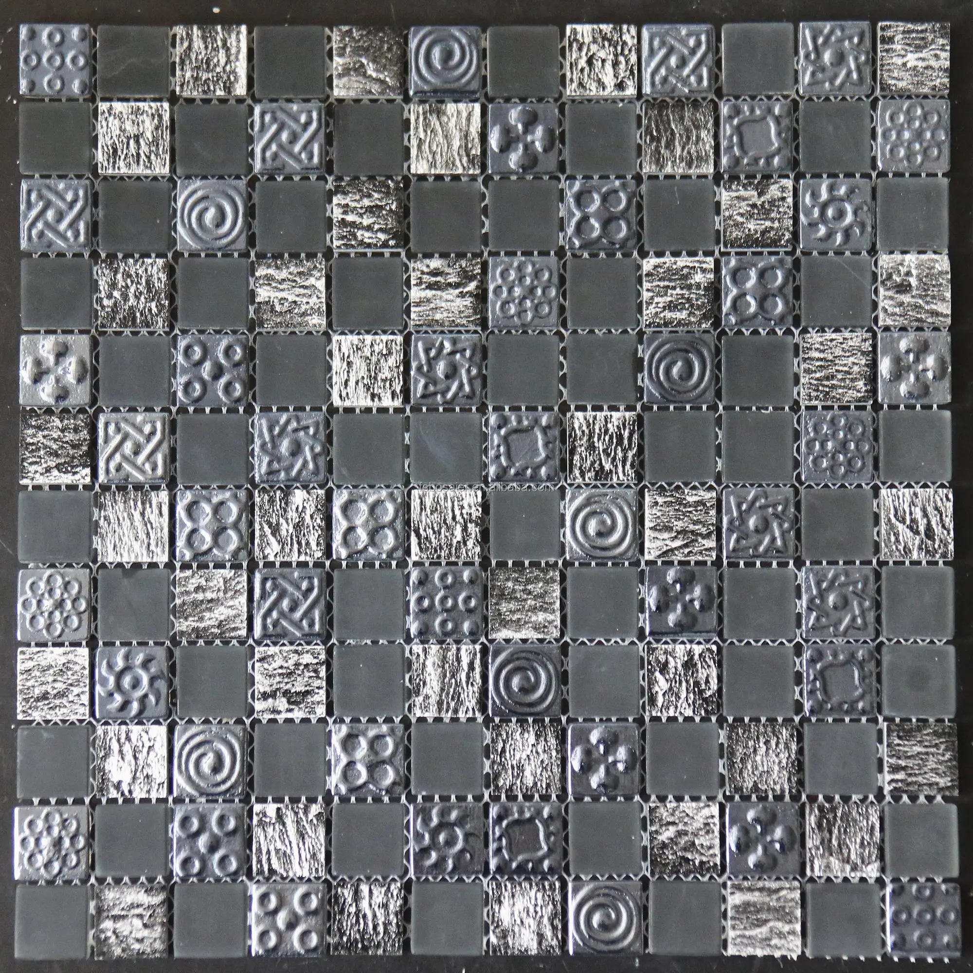 BSS126 Decorative wood-like wood resin mix opaque wall art 3D iridescent glass mosaic tile for wall kitchen backsplash