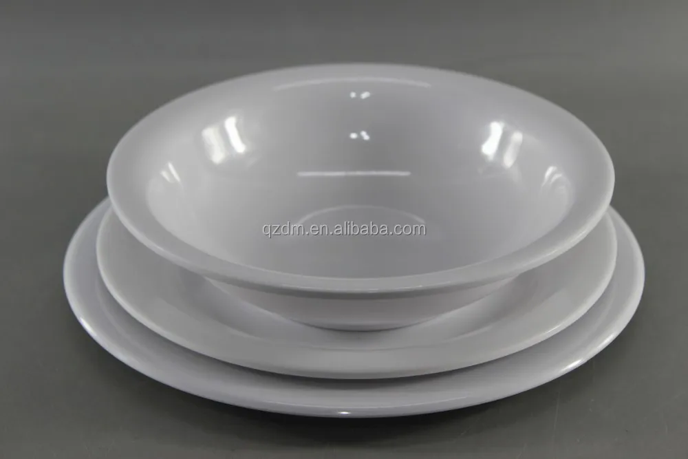 White Melamine Dinner Plate And Bowl For Restaurant And Hotel