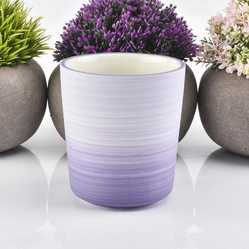 Luxury Gradient Purple Candle Jar Ceramic Candle Holder for Home Decor