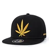 Wholesale custom 3D puff embroidered weed leaf gorras snapback hats with sticker