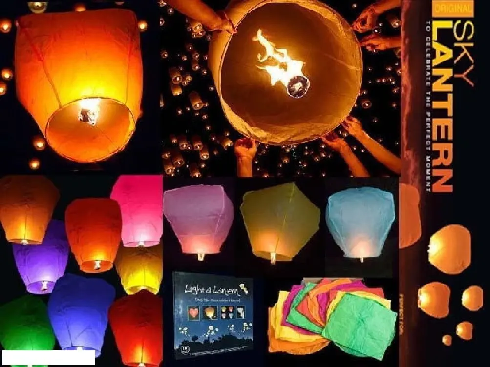 Asian paper good luck flying lanterns