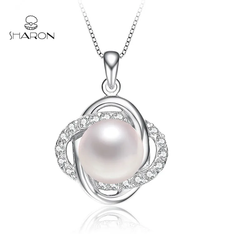 New Design Flower Shaped Silver Jewelry Pearl Flower Mounting Necklace