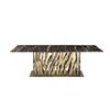 Luxury marble top golden base rectangle dining table