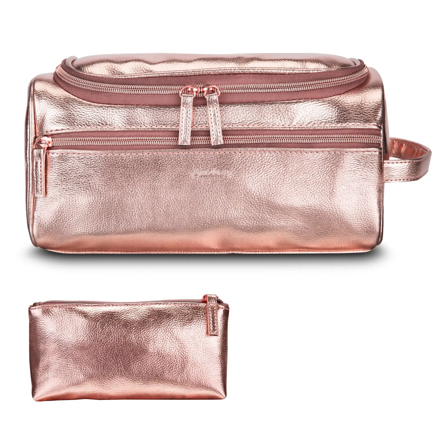 Rose Gold Makeup Bag Find Deals On Line Get Quotations Amzbag Leather Toiletry Bag Travel Organizer Portable Hanging Makeup Dopp Kit Shaving Cosmetic