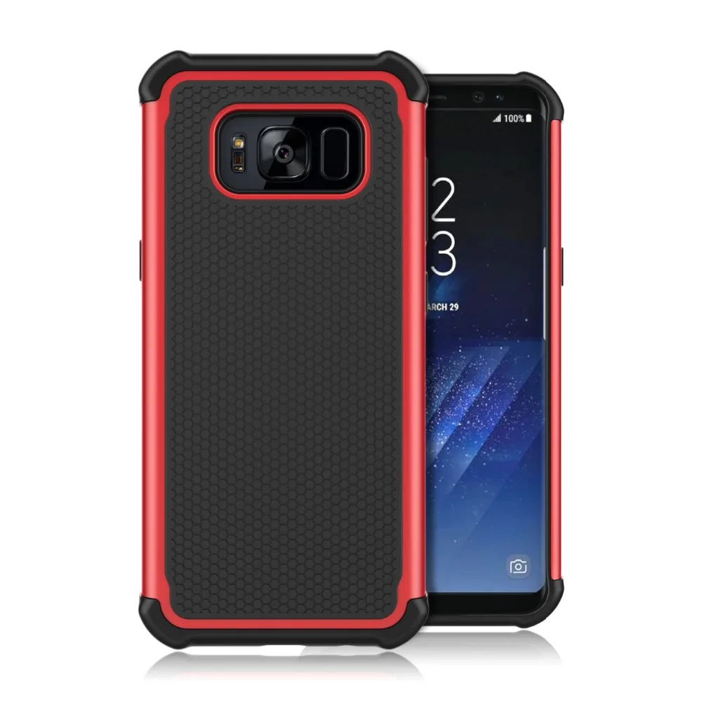 S8 Phone Case 3 In 1 Tpu+pc Shockproof Case Cover With Carbon Fiber