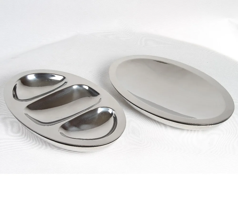 Stainless Steel Oval Hot/ Cold Serving Tray/ Food Tray/ Salad Tray