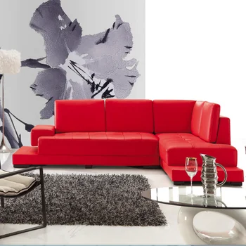 Bisini Hot Modern Sectional L Shape Red Sofa Set Genuine Bisini Hot Modern Sectional L Shape Red Sofa Set Genuine Leather Living Room Furniture