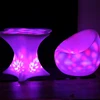 Flower shaped PE plastic restaurant outdoor dining furniture led night club table for bar with light changing