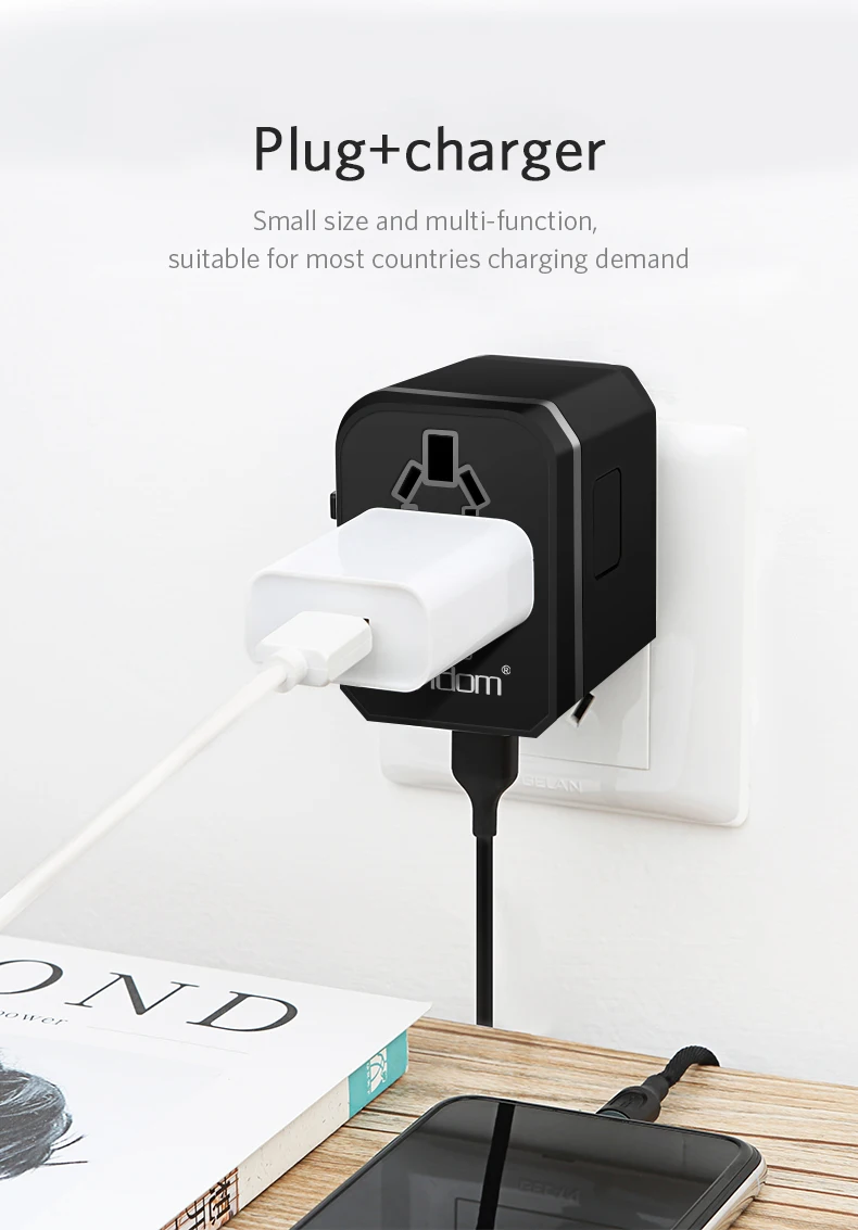 Earldom Universal Travel adapter plug Type C USB quick charger 42W PD adaptor power electrical plug outlet