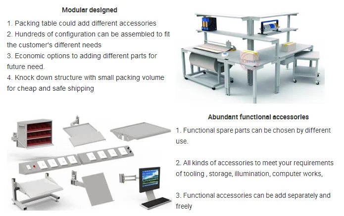 Detall mobile phone packing table/station with cutter for electronic factory