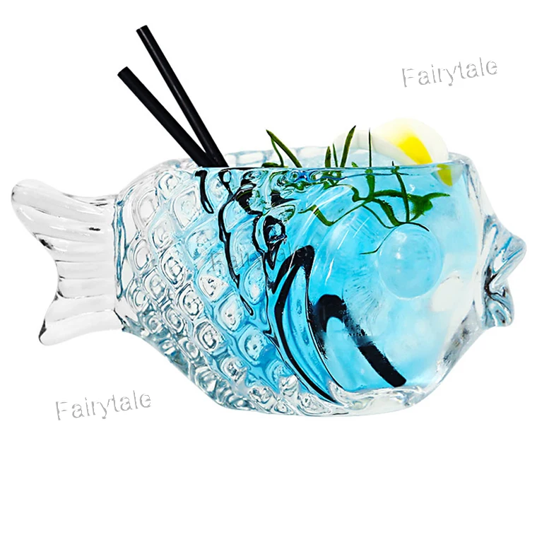 Fancy Bar Glass Ware Fish Shaped Personalize Cocktail Glass