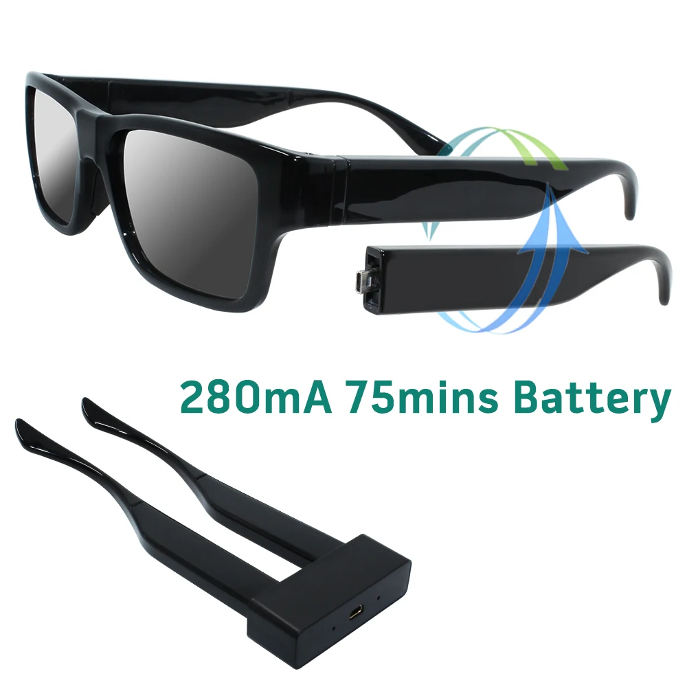 Camera Glasses Invisible No Lens Hole Fhd High Resolution 1080p Spy Cam With 2 Battery Legs For