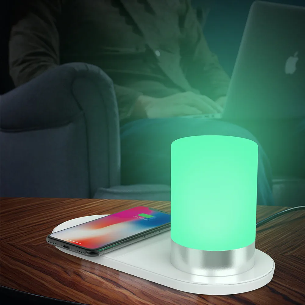 2019 innovative product ideas led table lamp with wireless fast charging quick charging in night light RGB lamp multicolor