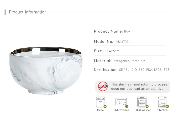 Latest Product Gold Rim Porcelain Bowl, Hotel Supplies Gold Rim Grey High Quality Marble, Bowl Ceramic Restaurant#