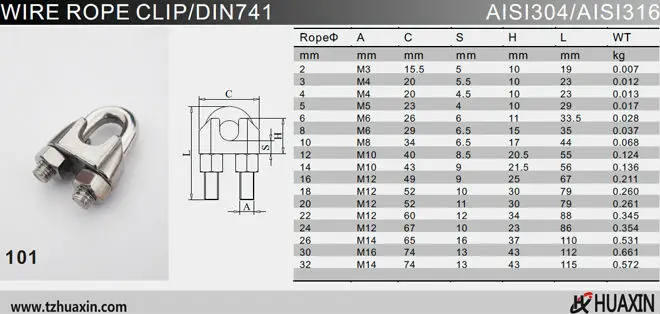 wire rope clamp specification manufacturer