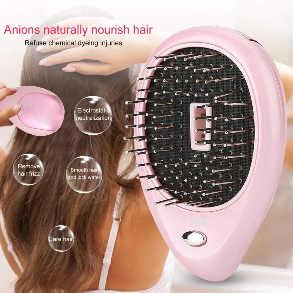 Portable Electric Ionic Hairbrush Mini Anti-Static Hair Massage Comb Magic Beauty Brush Comb Home Travel Hair Styling Tool