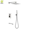 stainless steel 304 Bathroom hot cold mixer rainfall head in wall mounted concealed shower mixer set