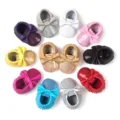 New Arrival Bling Beads Baby Shoes Moccasins Tassel Sequins Leather Kid s Toddler Shoes Cotton Babies