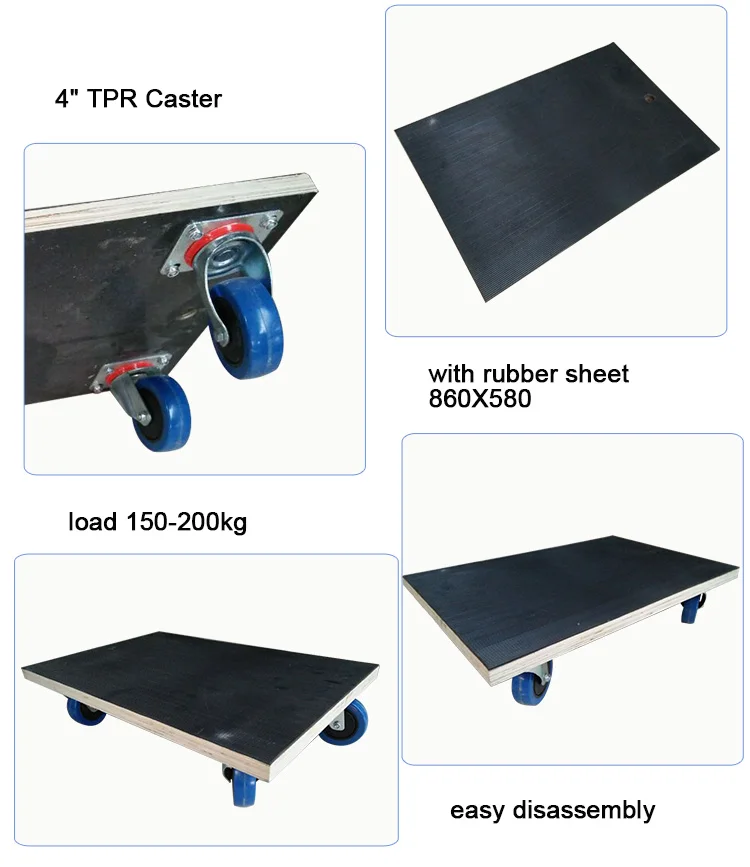 Moving Carrying Cart Plywood Dolly Plywood Tool Cart With Rubber Sheet