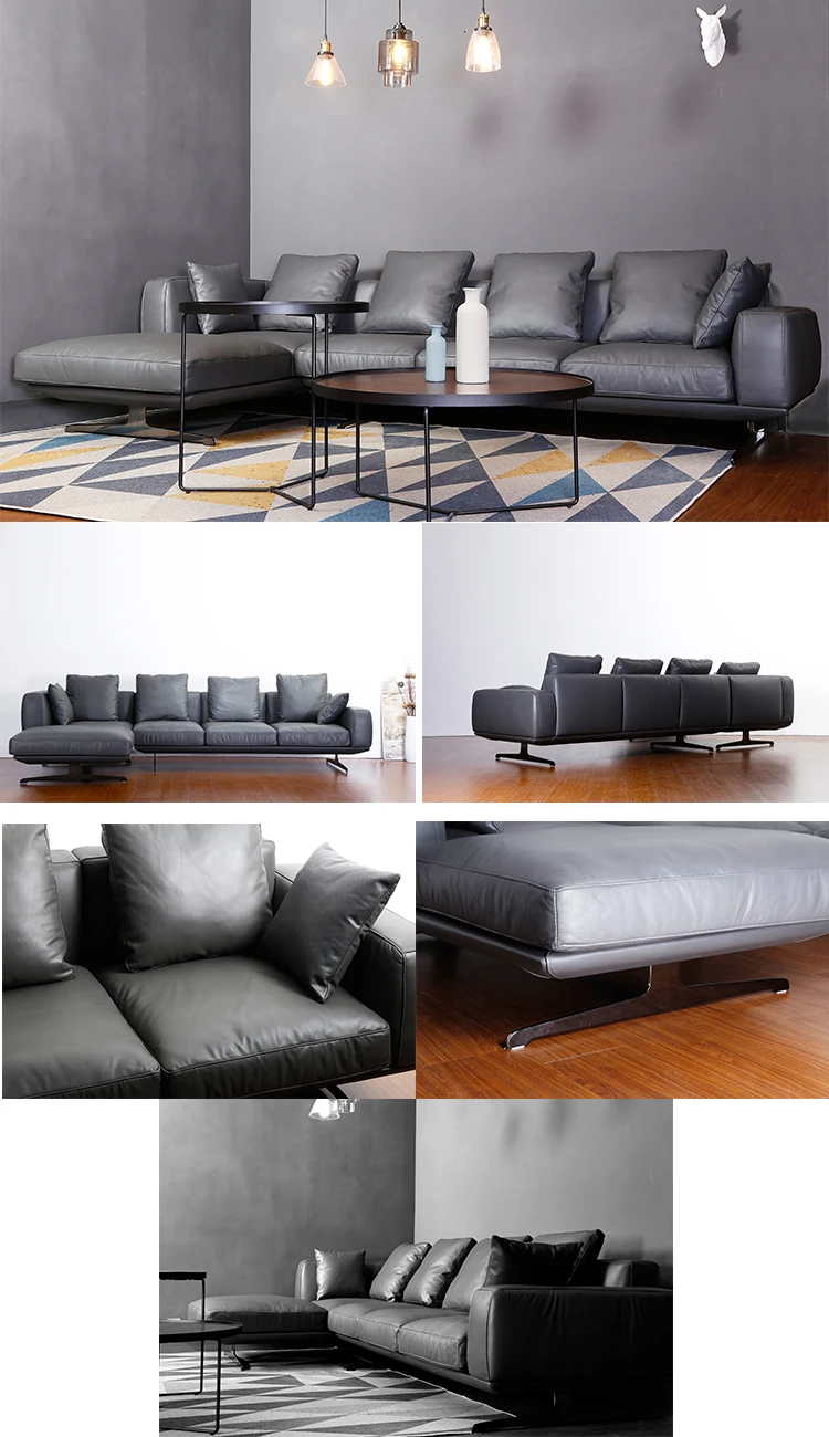 10years warranty modern top grey latest corner real leather sofa living room design sofa