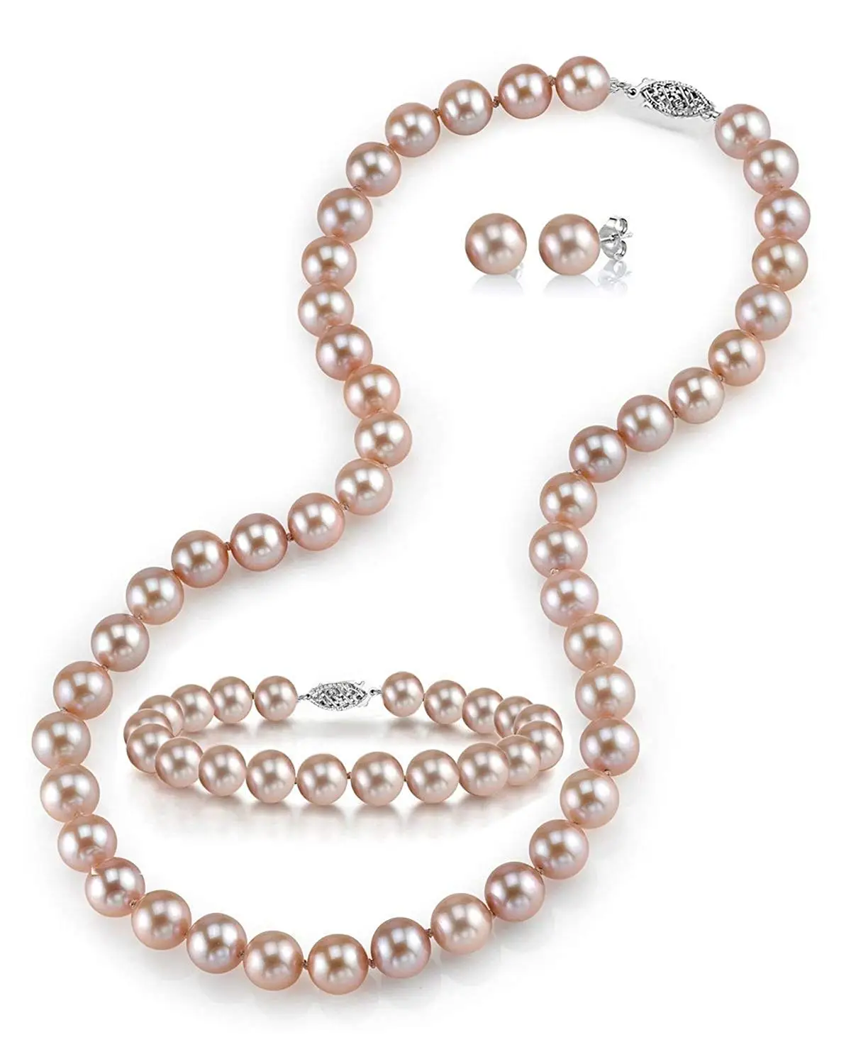 14k Gold Necklace And Bracelet Set Find Get Quotations 14k Gold 7 8mm Pink Freshwater Cultured Pearl Necklace Bracelet Earrings Set