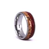 8mm Brushed Tungsten Wedding Ring with Koa Wood Cork Wood Inlay Hunting Ring Band