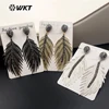 RE047 WKT Wholesale New Arrival Popular Real Gold Plated Dangle Earrings Leaf Shape Rhinestone Pave Dangle Earrings