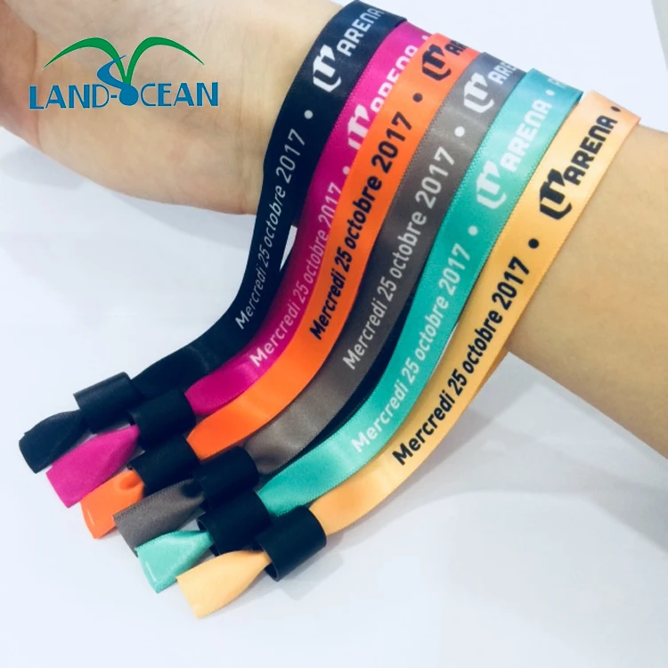 Custom Make Fabric Festival Sublimation Satin Wristband With Barrel