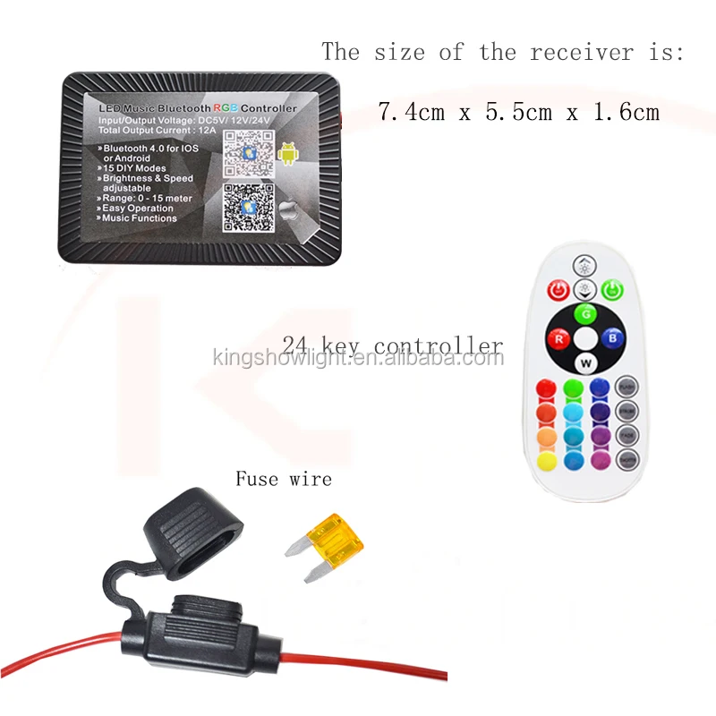 14PC Remote Controller LED Motorcycle Strip app Neon Lighting Kit