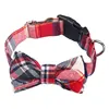 Good quality dog bowtie collar pets product tartan bow dog collar