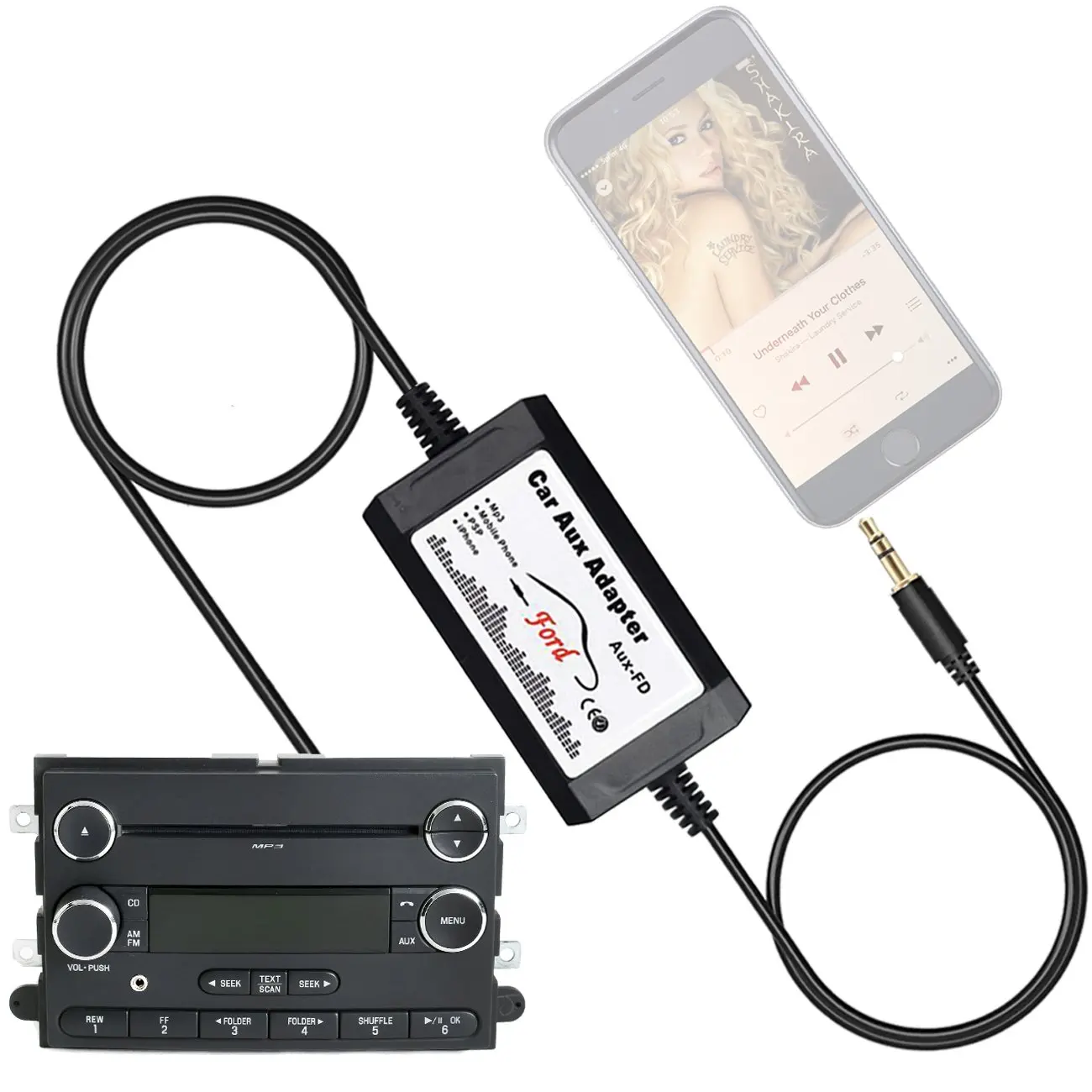 Get Quotations · Car Stereo Bluetooth Adapter for Ford, Wireless Music Receiver AUX USB Interface for Ford Edge