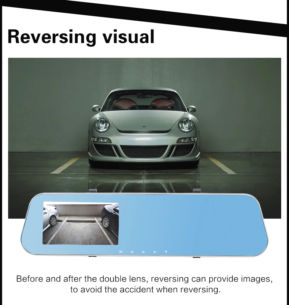 9075 Double lens 1080P Starlight Night Vision Car Camera