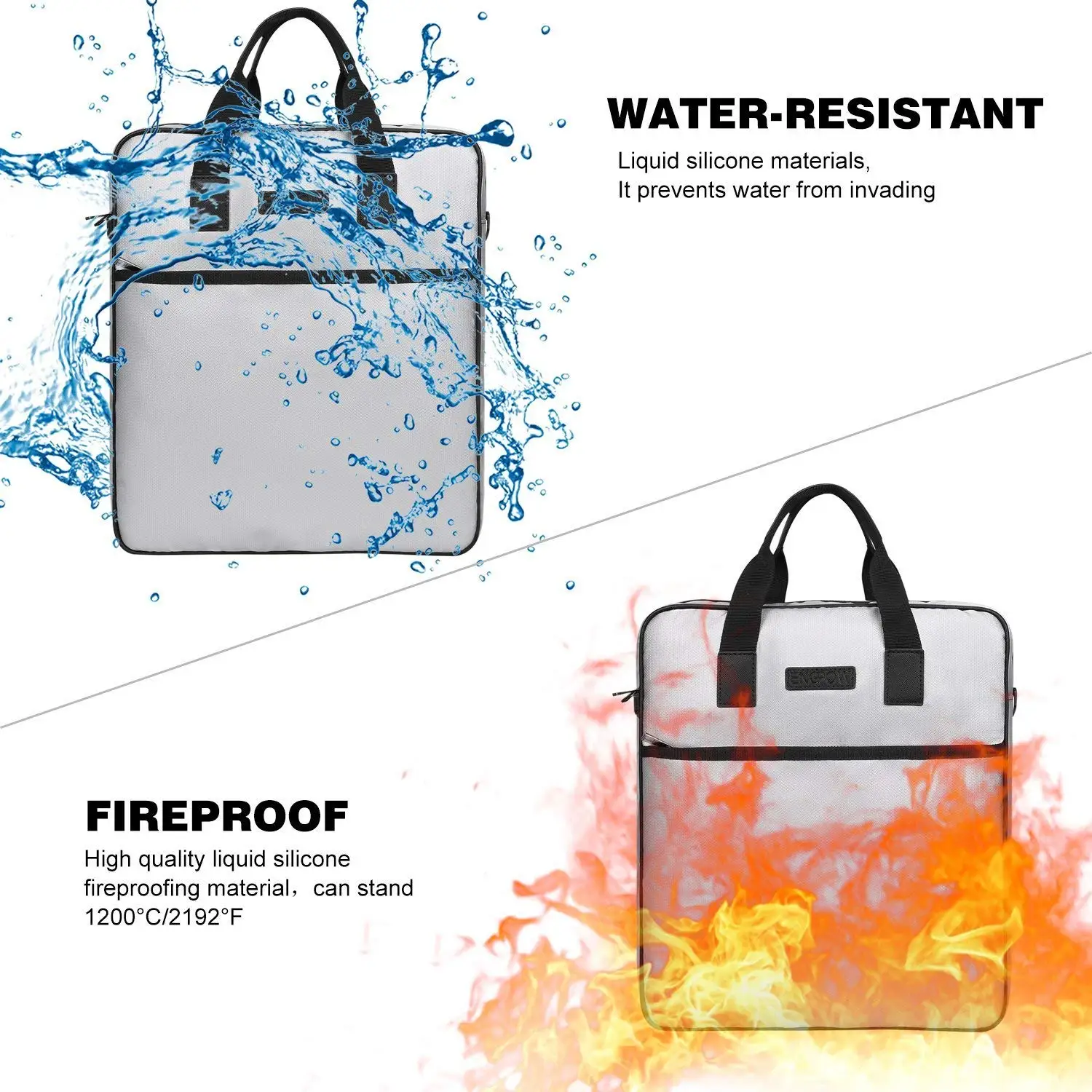 Fireproof Briefcase Laptop Bag For Documents,Laptop,Jewelry And